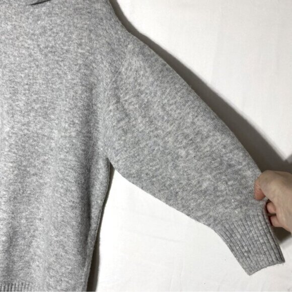 Mango Oversized Grey Knit Turtleneck Sweater W Bubble Sleeves M - Picture 5 of 14